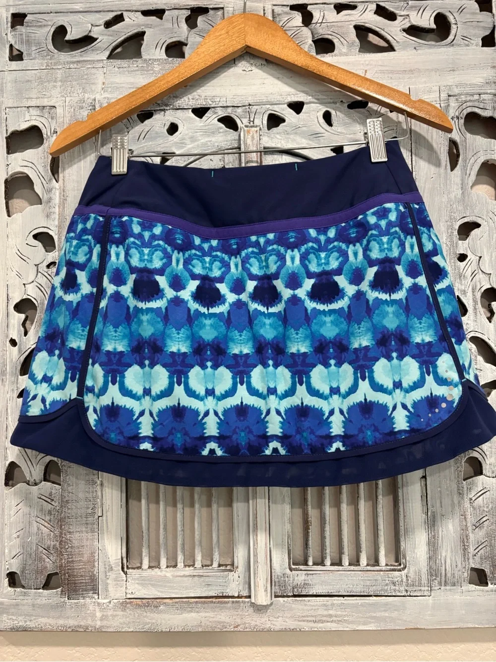 Title Nine Nimblene Blue Geometric Skirt Skort Size S